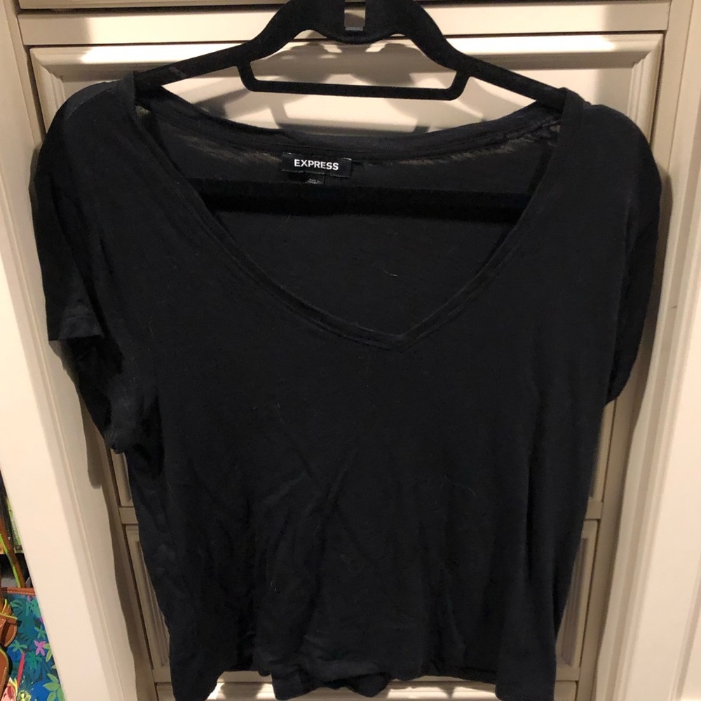 Express Short Sleeve Crew Neck Tee Black Medium